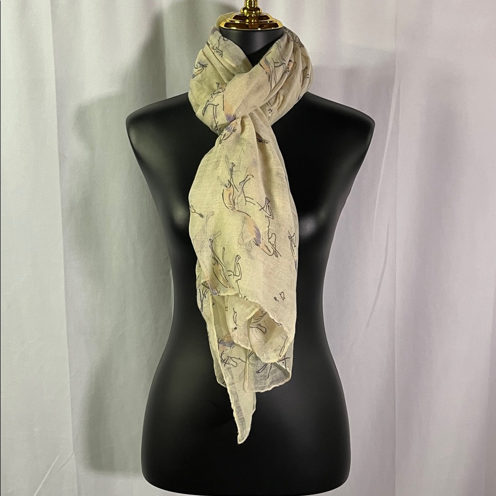 Cream Purple & Pink Unicorn Print Lightweight Scarf